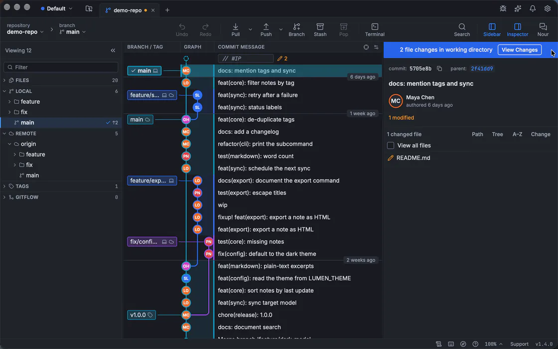 GitTree-Demo: Bitten Sie Nour, die Änderungen zu erklären und eine Commit-Nachricht zu verfassen
